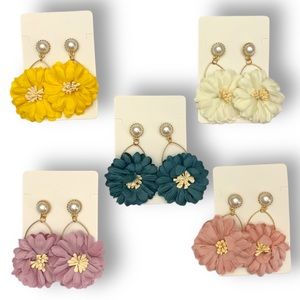 Fabric Flower Earrings set